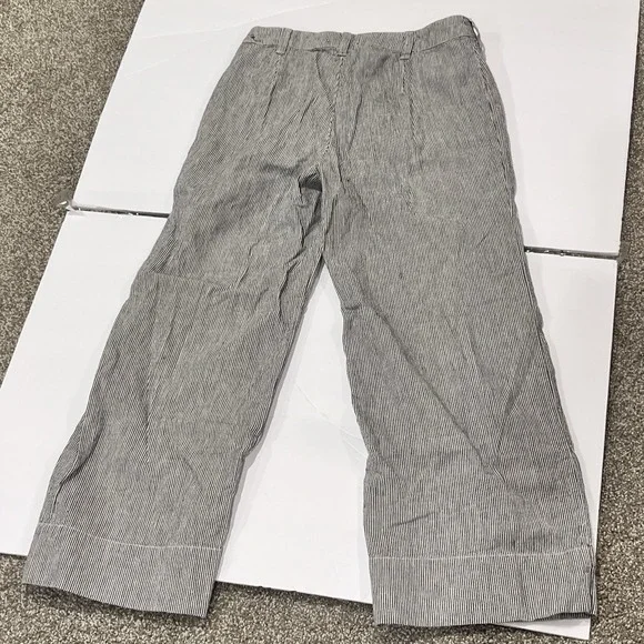 Abercrombie & Fitch Women Pants Size 4 Cropped High Rise Wide Leg Linen Stripe - Picture 4 of 6